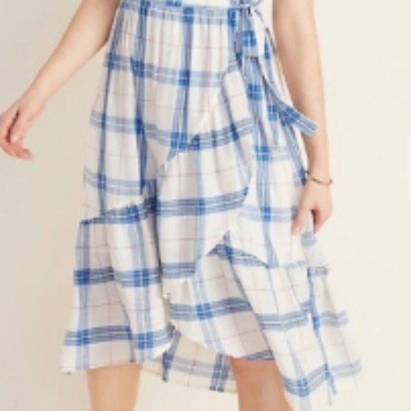 NWT: old navy Waist-Defined Faux-Wrap Tiered-Hem Midi for Women - Picture 2 of 3